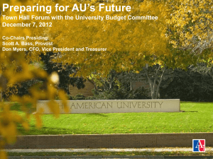 Preparing for AU’s Future December 7, 2012