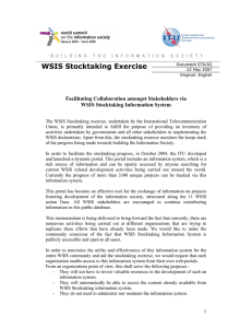WSIS Stocktaking Exercise Facilitating Collaboration amongst Stakeholders via WSIS Stocktaking Information System
