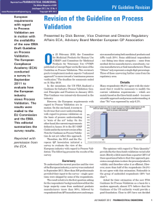 Revision of the Guideline on Process Validation PV Guideline Revision