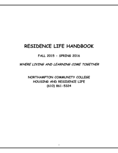 RESIDENCE LIFE HANDBOOK WHERE LIVING AND LEARNING COME TOGETHER