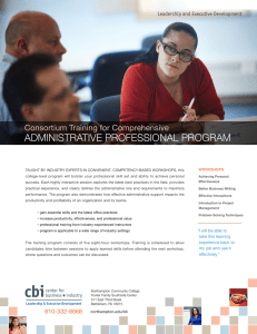 ADMINISTRATIVE PROFESSIONAL PROGRAM  Consortium Training for Comprehensive