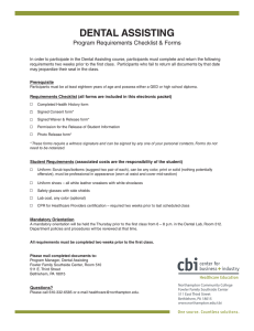 DENTAL ASSISTING Program Requirements Checklist &amp; Forms