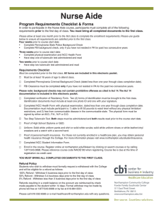 Nurse Aide Program Requirements Checklist &amp; Forms