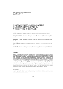 A SOCIAL PERSONALIZED ADAPTIVE E-LEARNING ENVIRONMENT: A CASE STUDY IN TOPOLOR