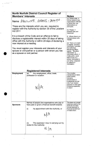 North  Norfolk  District Council  Register of Members' Interests Notes