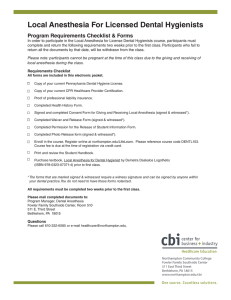 Local Anesthesia For Licensed Dental Hygienists Program Requirements Checklist &amp; Forms