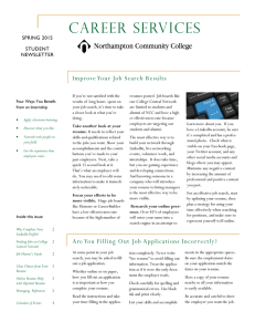 Improve Your Job Search Results STUDENT NEWSLETTER