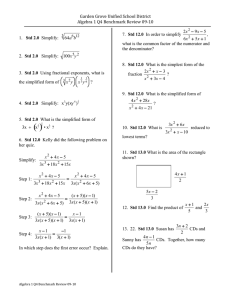 Garden Grove Unified School District Algebra 1 Q4 Benchmark Review 09-10