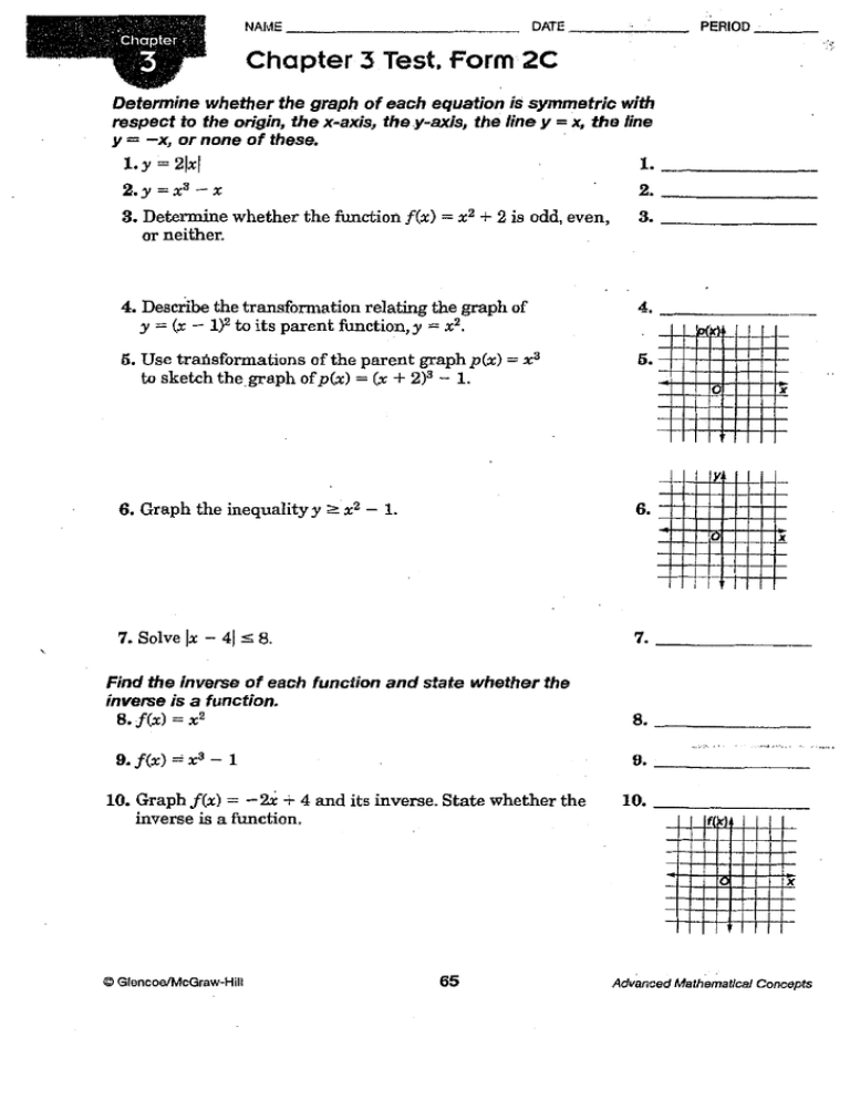 Chapter 3 Test Form 2C