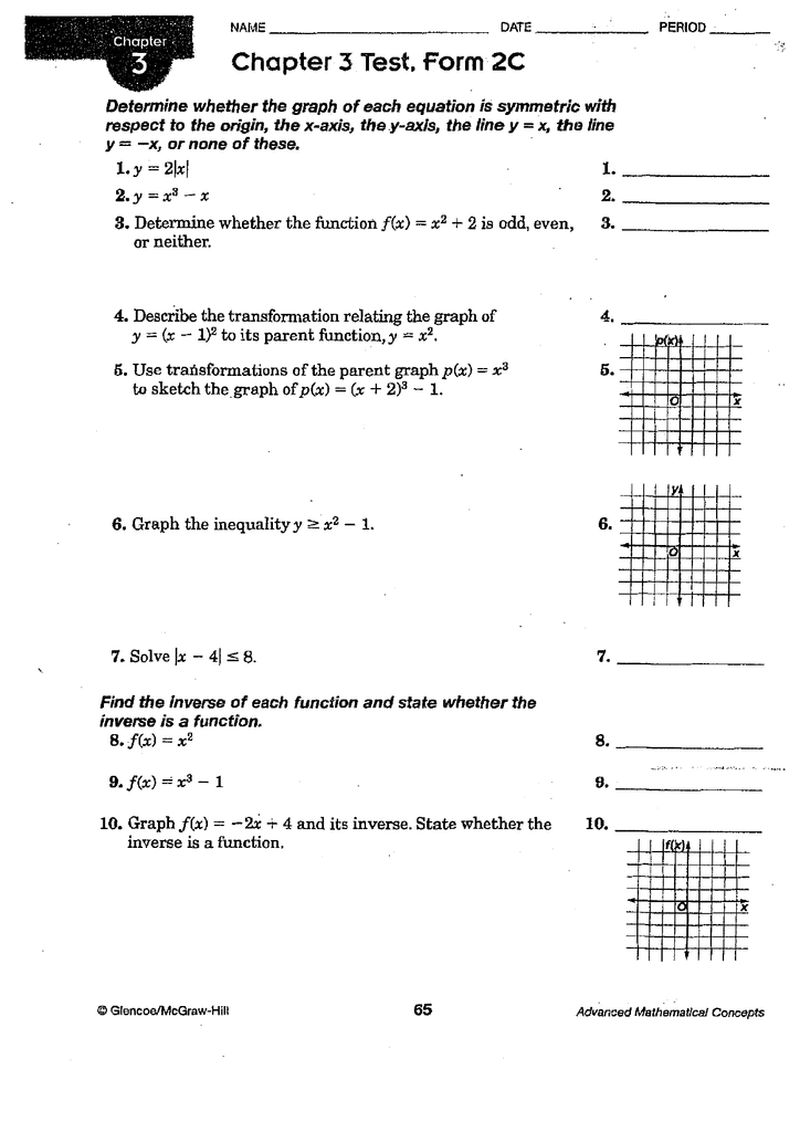 Bestseller: Glencoe Algebra 1 Chapter 6 Test Form 2c Answer Key