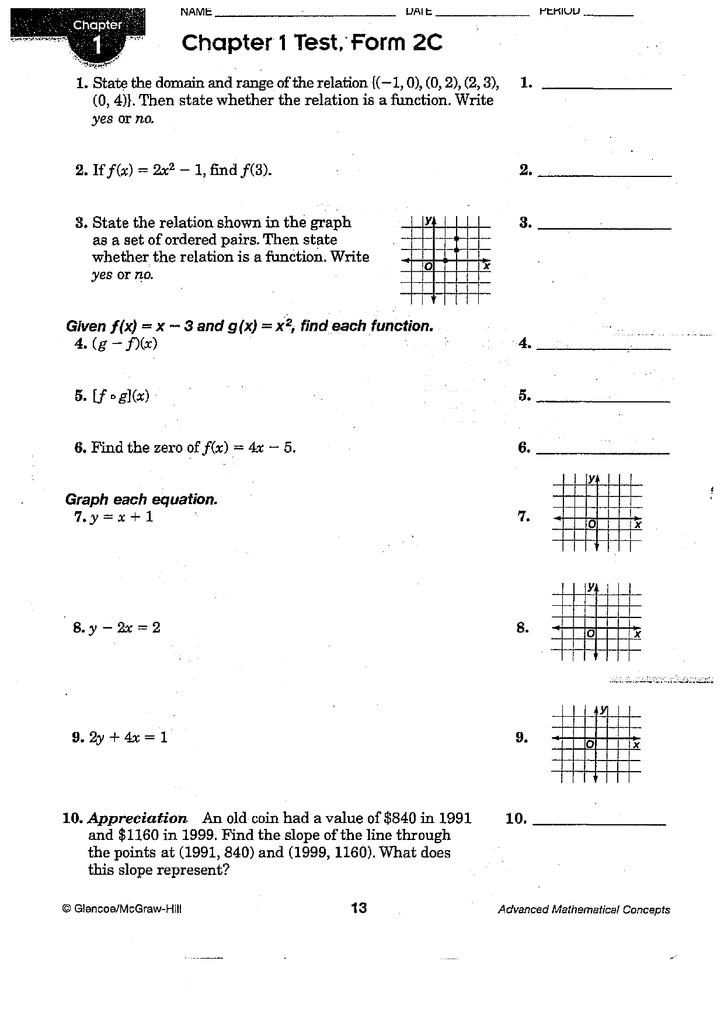 Chapter 1 Test Form 2c