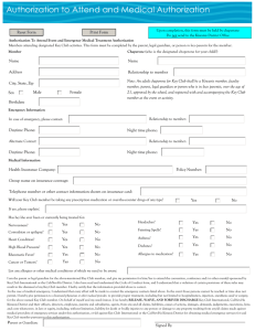 Authorization to Attend and Medical Authorization Medical Authorization