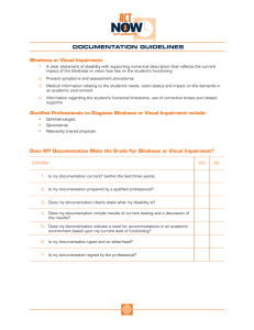 DOCUMENTATION GUIDELINES Blindness or Visual Impairment
