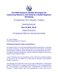 ITU-WHO National eHealth Strategies for Improving Women’s and Children’s Health Regional Workshop