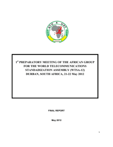 WTSA-12 African Group Preparatory Meeting Report