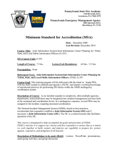 Minimum Standard for Accreditation (MSA)  Pennsylvania State Fire Academy