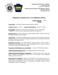 Minimum Standard for Accreditation (MSA) Pennsylvania State Fire Academy