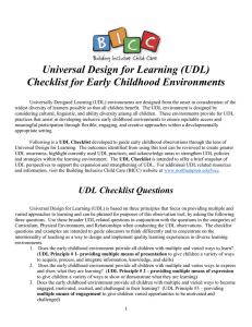 Universal Design for Learning (UDL) Checklist for Early Childhood Environments
