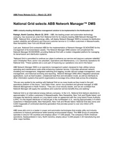 National Grid selects ABB Network Manager™ DMS