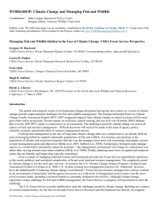 W ORKSHOP: Climate Change and Managing Fish and Wildlife  Coordinators: John