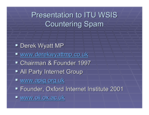 Presentation to ITU WSIS Countering Spam 