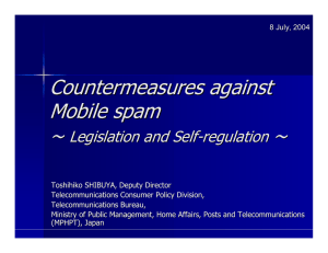 Countermeasures against Mobile spam Legislation and Self -