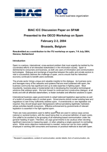 BIAC ICC Discussion Paper on SPAM February 2-3, 2004