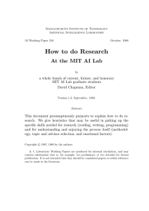 Massachusetts Institute of Technology Artificial Intelligence Laboratory AI Working Paper 316 October, 1988