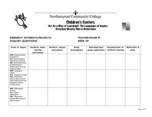 Children’s Centers  Preschool Weekly Plan &amp; Reflections