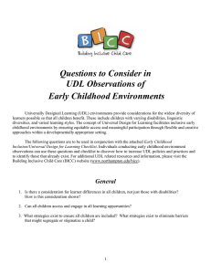 Questions to Consider in UDL Observations of Early Childhood Environments