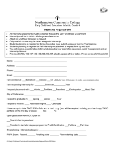 Early Childhood Education: Infant to Grade 4 Internship Request Form
