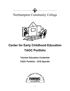 Center for Early Childhood Education TAOC Portfolio Teacher Education Credential