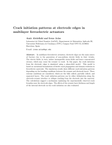 Crack initiation patterns at electrode edges in multilayer ferroelectric actuators