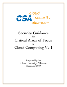 Security Guidance Critical Areas of Focus Cloud Computing V2.1