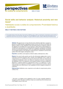 Social skills and behavior analysis: Historical proximity and new issues* e atualidades