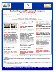 Southeast Key Funded Professional Development May 1-15, 2016 REVISED