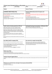 Primary Lesson Planning Proforma: with prompts LEARNING OBJECTIVE(S)( TS4): Success Criteria