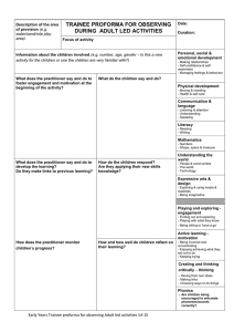 TRAINEE PROFORMA FOR OBSERVING DURING  ADULT LED ACTIVITIES  –
