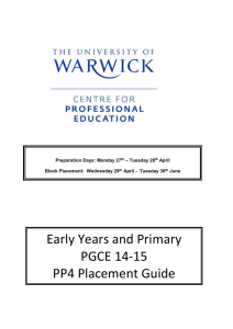 Early Years and Primary PGCE 14-15 PP4 Placement Guide