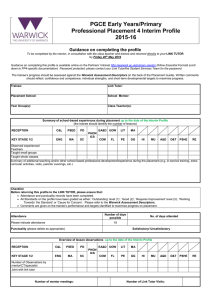 PGCE Early Years/Primary Professional Placement 4 Interim Profile 2015-16