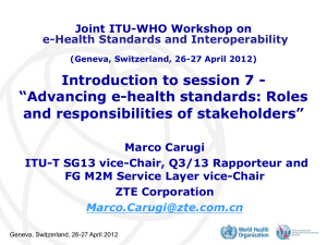 Introduction to session 7 - “Advancing e-health standards: Roles