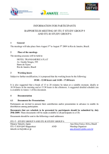 INFORMATION FOR PARTICIPANTS RAPPORTEUR MEETING OF ITU-T STUDY GROUP 9