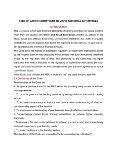 CODE OF BANK’S COMMITMENT TO MICRO AND SMALL ENTERPRISES INTRODUCTION