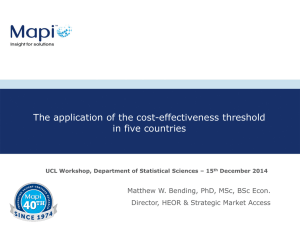 The application of the cost-effectiveness threshold in five countries