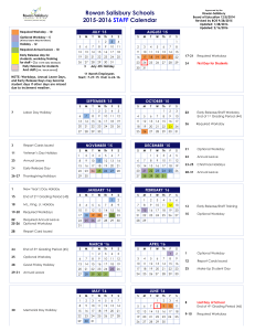 Rowan Salisbury Schools 2015-2016 Calendar STAFF