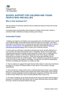 SCHOOL SUPPORT FOR CHILDREN AND YOUNG PEOPLE WHO ARE BULLIED