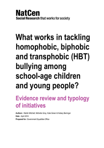 What works in tackling homophobic, biphobic and transphobic (HBT) bullying among