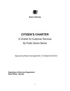 CITIZEN’S CHARTER A Charter for Customer Services By Public Sector Banks