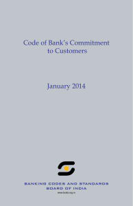 Code of Bank’s Commitment to Customers January 2014 BANKING CODES AND STANDARDS