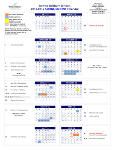Rowan Salisbury Schools 2015-2016 Calendar PARENT/STUDENT